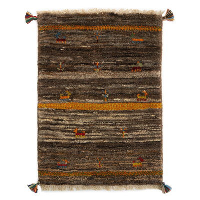 ギャッベ　ペルシャ手織り絨毯　玄関マット　54×74cm