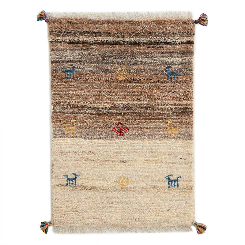 ギャッベ　ペルシャ手織り絨毯　玄関マット　55×79cm