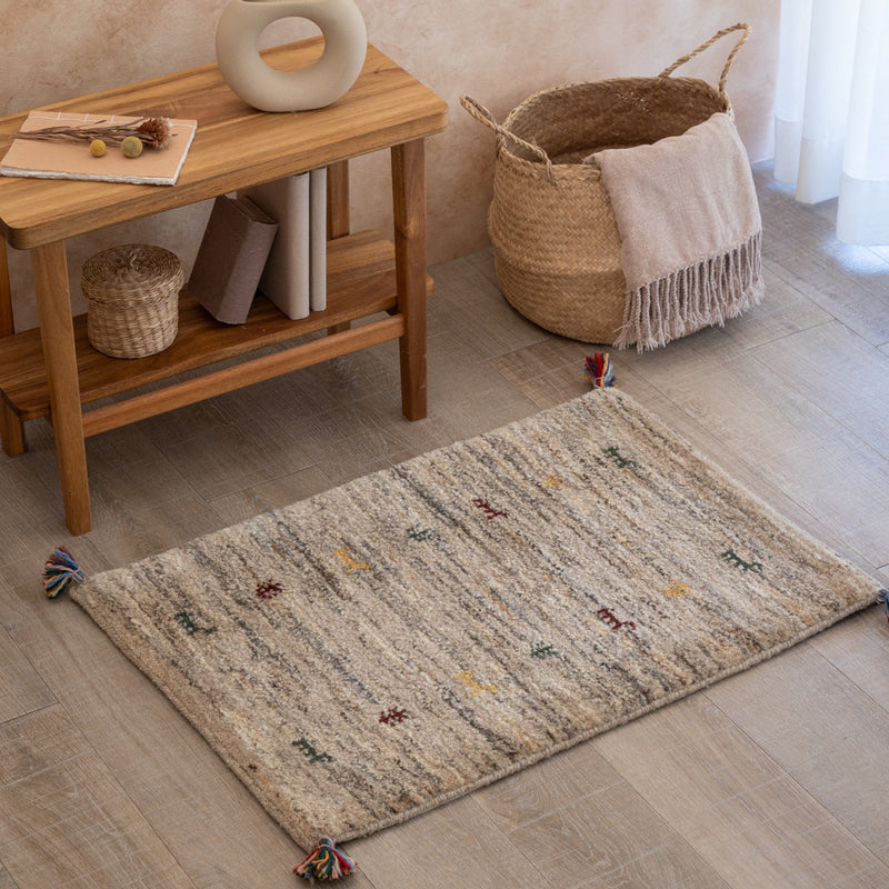 ギャッベ　ペルシャ手織り絨毯　玄関マット　53×76cm