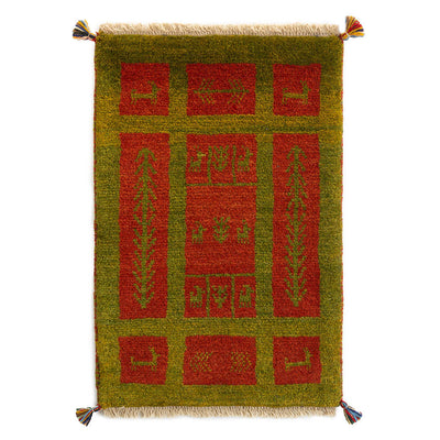 ギャッベ　ペルシャ手織り絨毯　玄関マット　55×81cm