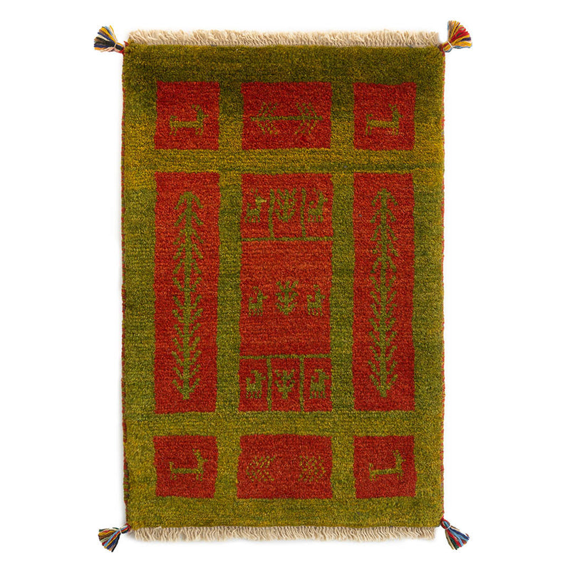 ギャッベ　ペルシャ手織り絨毯　玄関マット　55×81cm