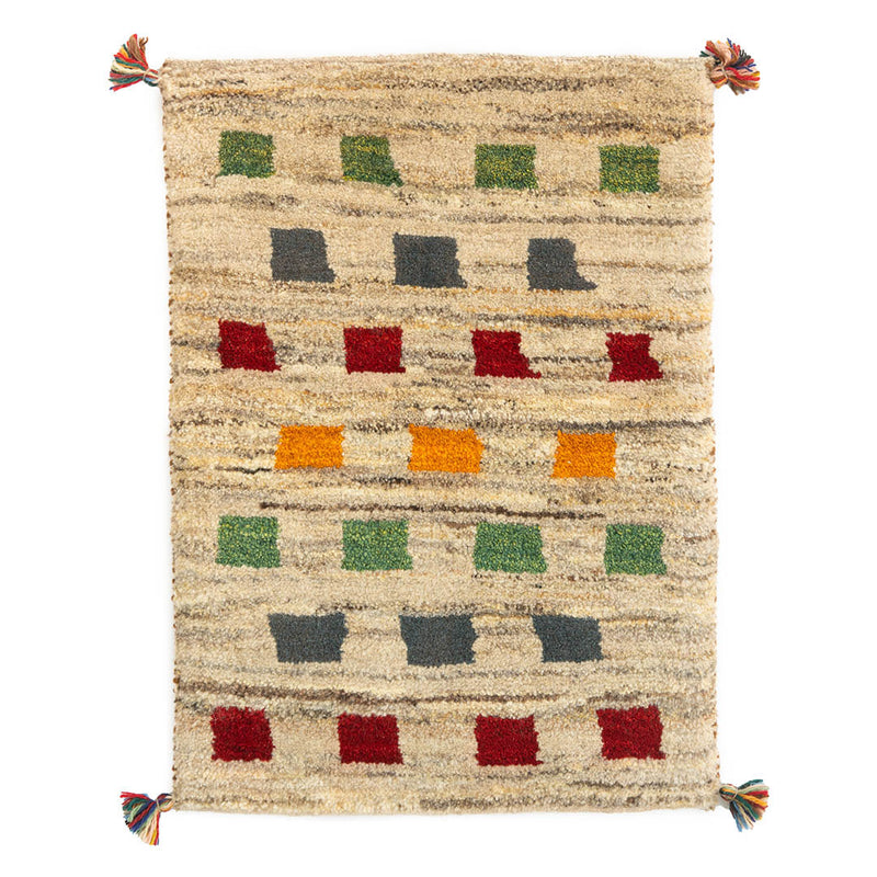 ギャッベ　ペルシャ手織り絨毯　玄関マット　52×72cm