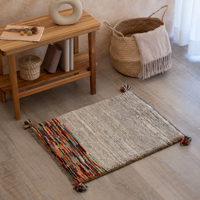 ギャッベ　ペルシャ手織り絨毯　玄関マット　50.5×62.5cm