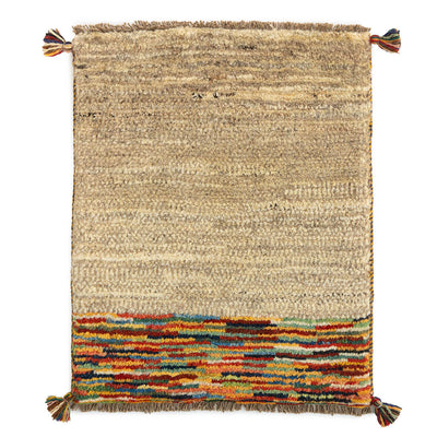 ギャッベ　ペルシャ手織り絨毯　玄関マット　50.5×62.5cm