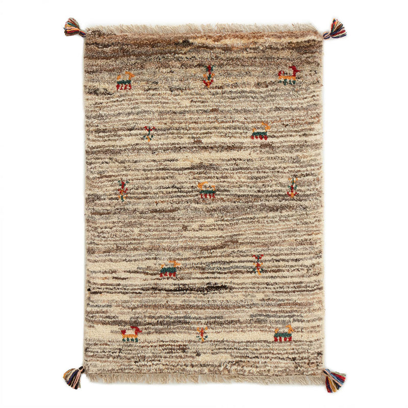 ギャッベ　ペルシャ手織り絨毯　玄関マット　52.5×75.5cm