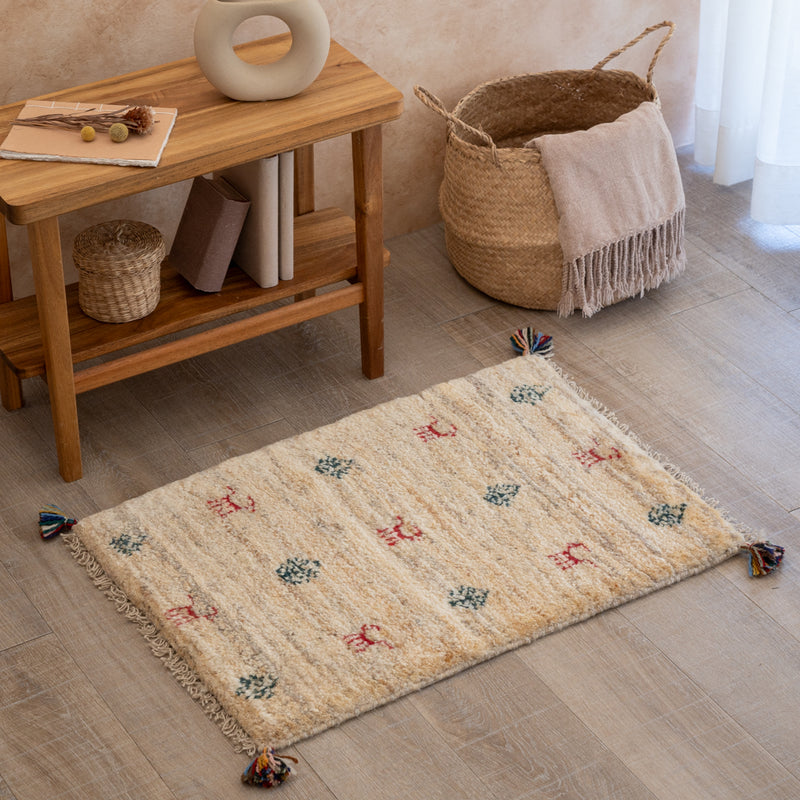 ギャッベ　ペルシャ手織り絨毯　玄関マット　50×72cm