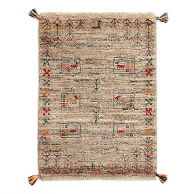 ギャッベ　ペルシャ手織り絨毯　玄関マット　55×75.5cm