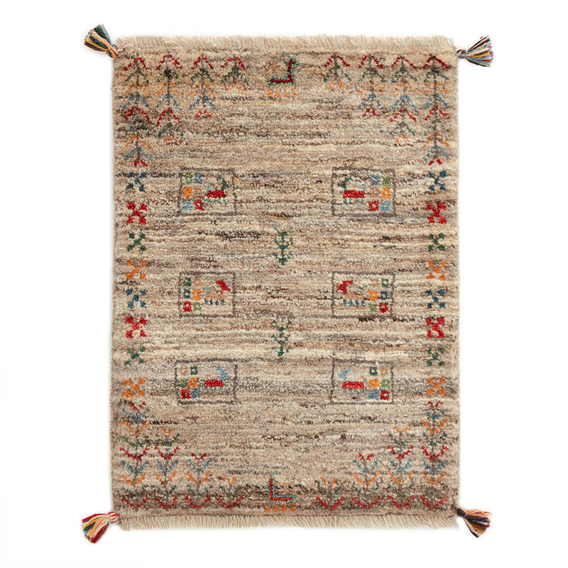 ギャッベ　ペルシャ手織り絨毯　玄関マット　55×75.5cm