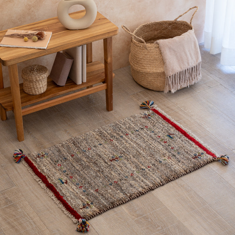 ギャッベ　ペルシャ手織り絨毯　玄関マット　48×70cm
