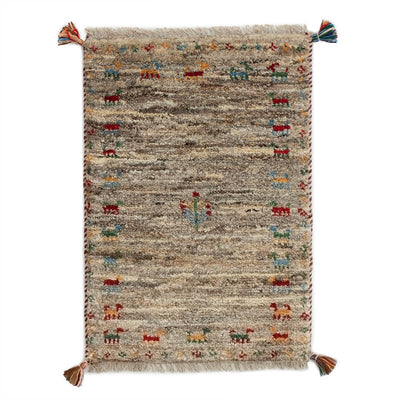 ギャッベ　ペルシャ手織り絨毯　玄関マット　50×72cm