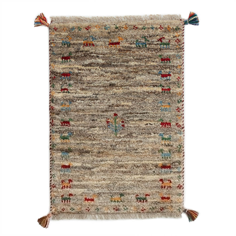 ギャッベ　ペルシャ手織り絨毯　玄関マット　50×72cm