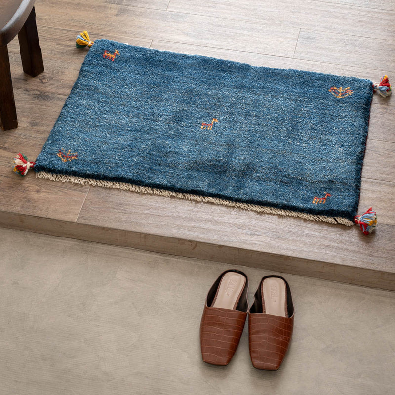 ギャッベ　ペルシャ手織り絨毯　玄関マット　53×78cm