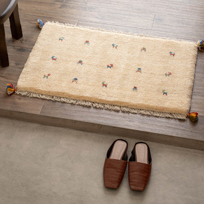 ギャッベ　ペルシャ手織り絨毯　玄関マット　53×82cm