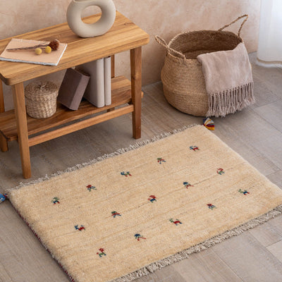 ギャッベ　ペルシャ手織り絨毯　玄関マット　53×82cm