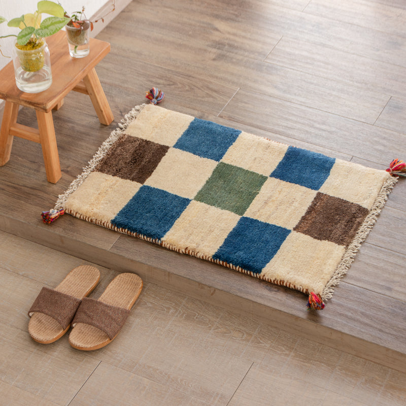 ギャッベ　ペルシャ手織り絨毯　玄関マット　50×70cm