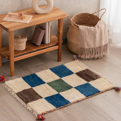 ギャッベ　ペルシャ手織り絨毯　玄関マット　50×70cm