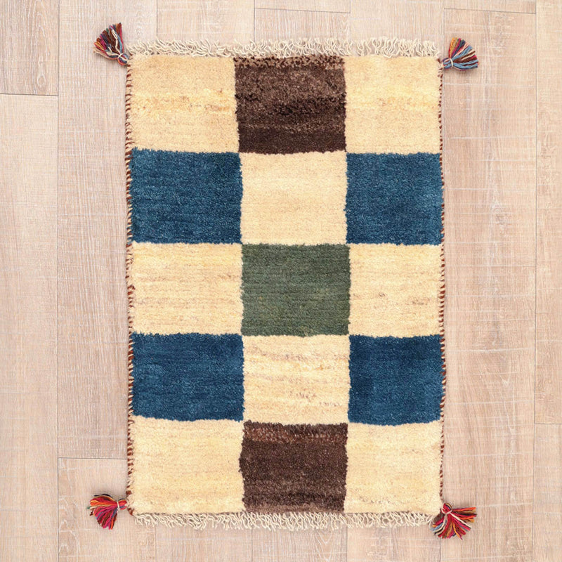 ギャッベ　ペルシャ手織り絨毯　玄関マット　50×70cm