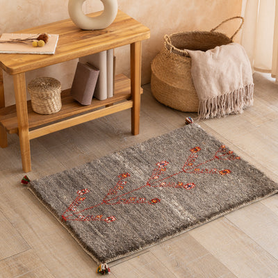 ギャッベ　ペルシャ手織り絨毯　玄関マット　51×74cm