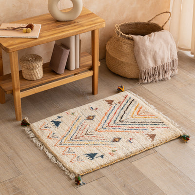 ギャッベ　ペルシャ手織り絨毯　玄関マット　48×62cm
