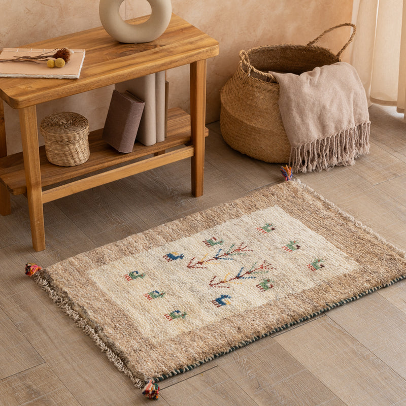 ギャッベ　ペルシャ手織り絨毯　玄関マット　50×75cm