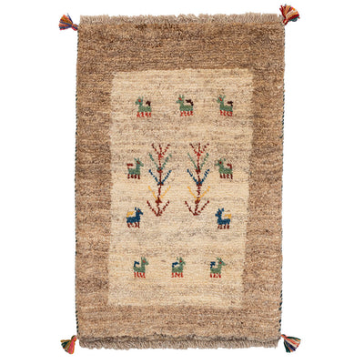 ギャッベ　ペルシャ手織り絨毯　玄関マット　50×75cm