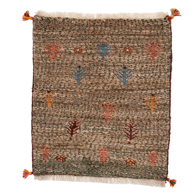 ギャッベ　ペルシャ手織り絨毯　玄関マット　57×66cm