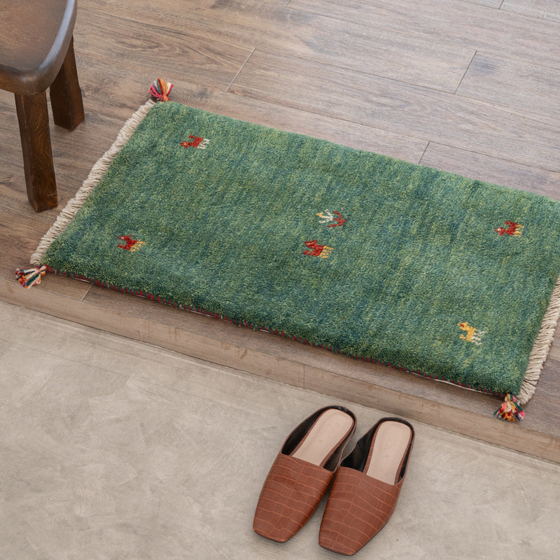 ギャッベ　ペルシャ手織り絨毯　玄関マット　49×81cm