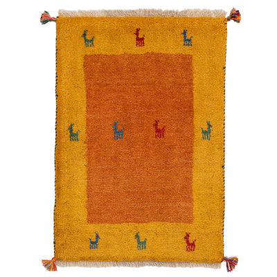 ギャッベ　ペルシャ手織り絨毯　玄関マット　54×77cm