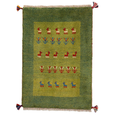 ギャッベ　ペルシャ手織り絨毯　玄関マット　53×77cm