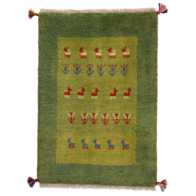ギャッベ　ペルシャ手織り絨毯　玄関マット　53×77cm