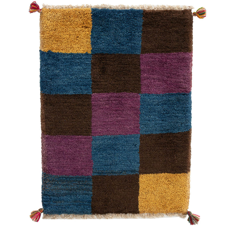ギャッベ　ペルシャ手織り絨毯　玄関マット　52×69cm