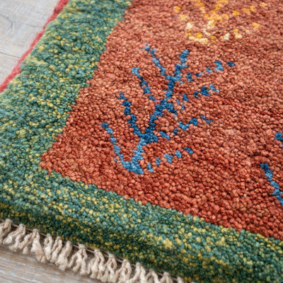 ギャッベ　ペルシャ手織り絨毯　座布団　45×38cm