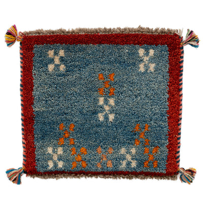 ギャッベ　ペルシャ手織り絨毯　座布団　44×40cm