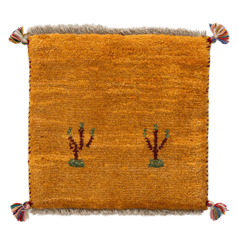 ギャッベ　ペルシャ手織り絨毯　座布団　42×41cm