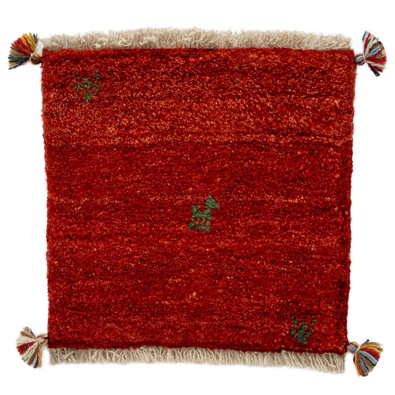 ギャッベ　ペルシャ手織り絨毯　座布団　41×40cm