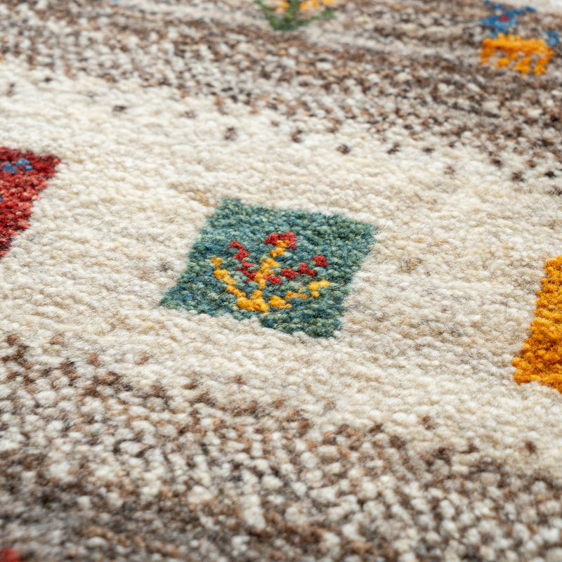 ギャッベ　ペルシャ手織り絨毯　座布団　42×42cm