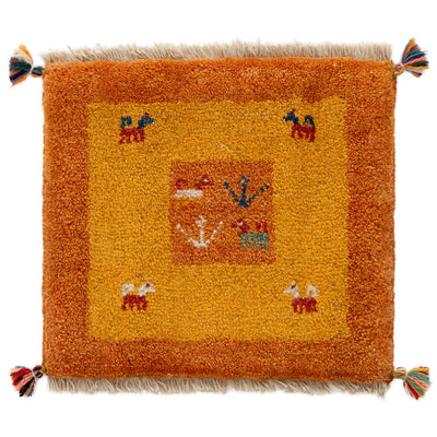 ギャッベ　ペルシャ手織り絨毯　座布団　44×41cm