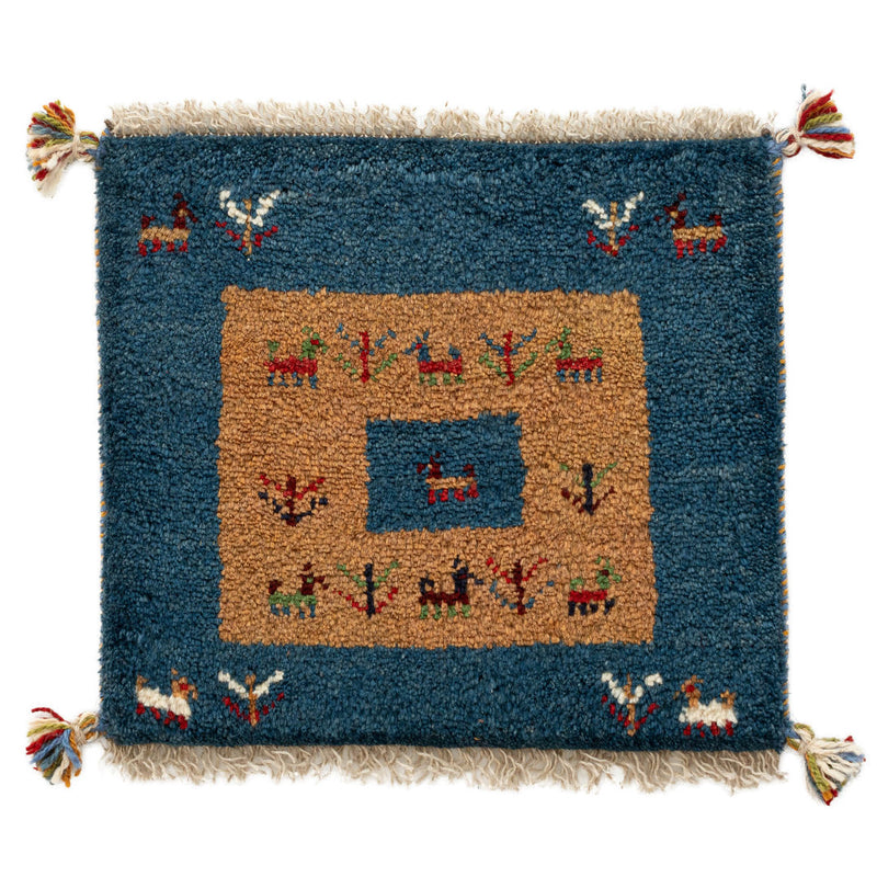 ギャッベ　ペルシャ手織り絨毯　座布団　45×40cm