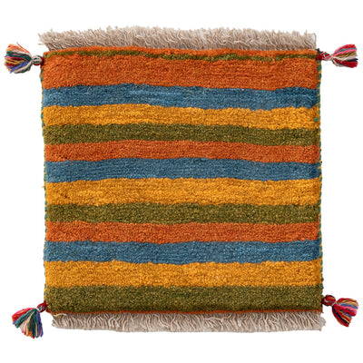 ギャッベ　ペルシャ手織り絨毯　座布団　41×39cm