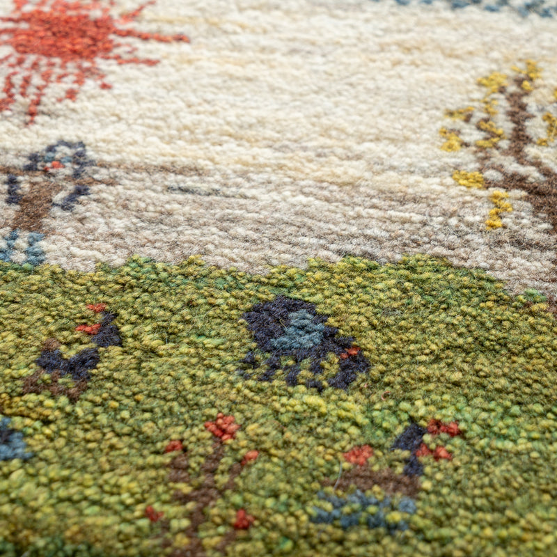 ギャッベ　ペルシャ手織り絨毯　座布団　39×40cm