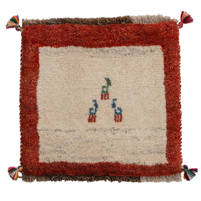 ギャッベ　ペルシャ手織り絨毯　座布団　43×40cm
