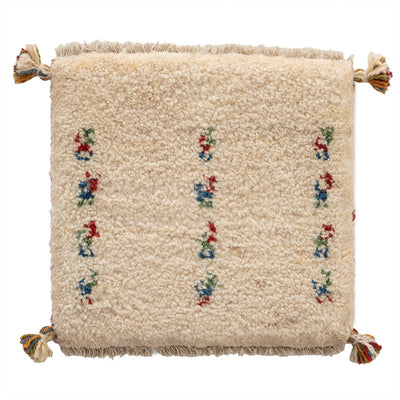 ギャッベ　ペルシャ手織り絨毯　座布団　40×39cm