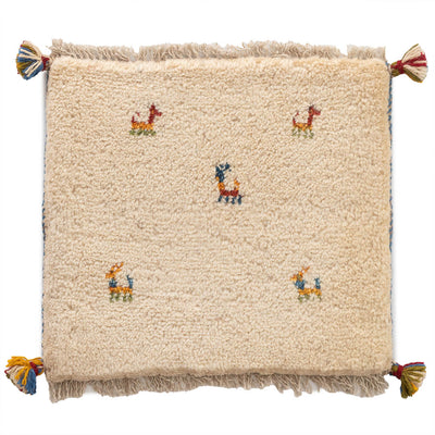 ギャッベ　ペルシャ手織り絨毯　座布団　43×40cm