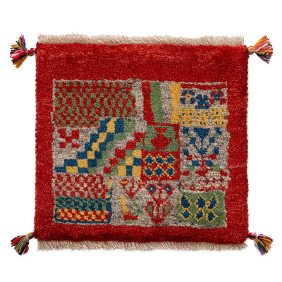ギャッベ　ペルシャ手織り絨毯　座布団　41×38cm