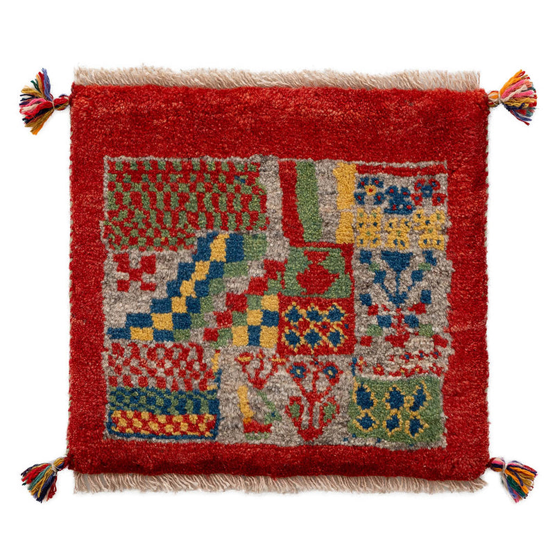 ギャッベ　ペルシャ手織り絨毯　座布団　41×38cm