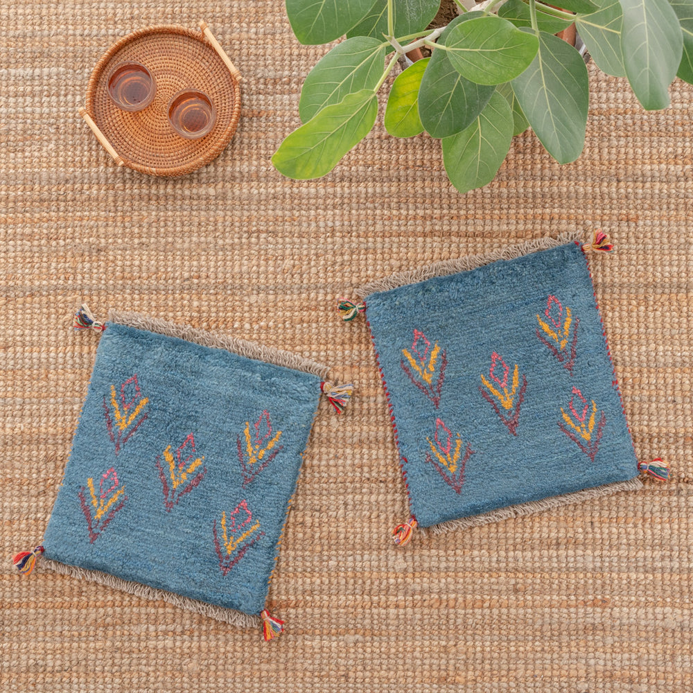 ペルシャ手織りギャッベ 約40×40cm 2枚セット – Persiadirect