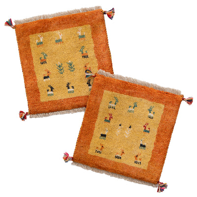 ペルシャ手織りギャッベ　座布団 2枚セット