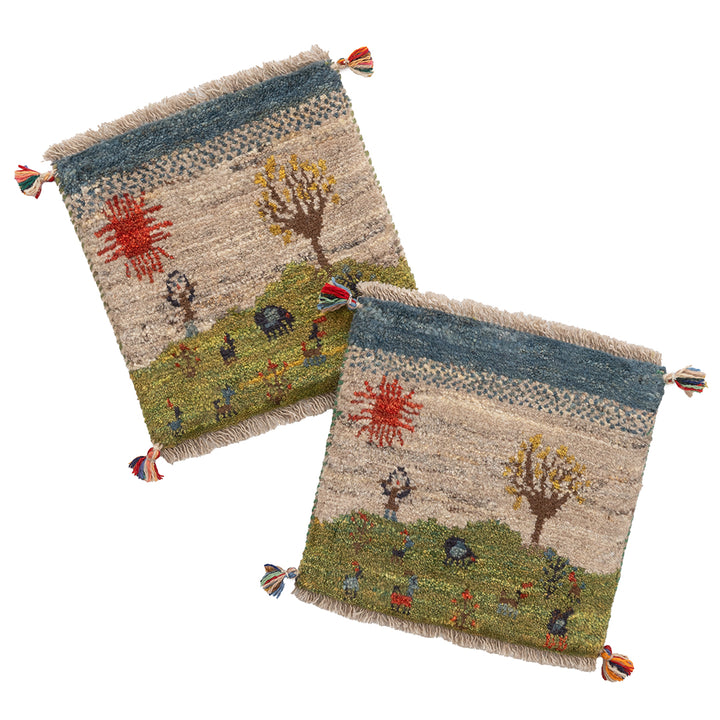 ペルシャギャッベ 絨毯 座布団サイズ 2枚セット 【公式通販】