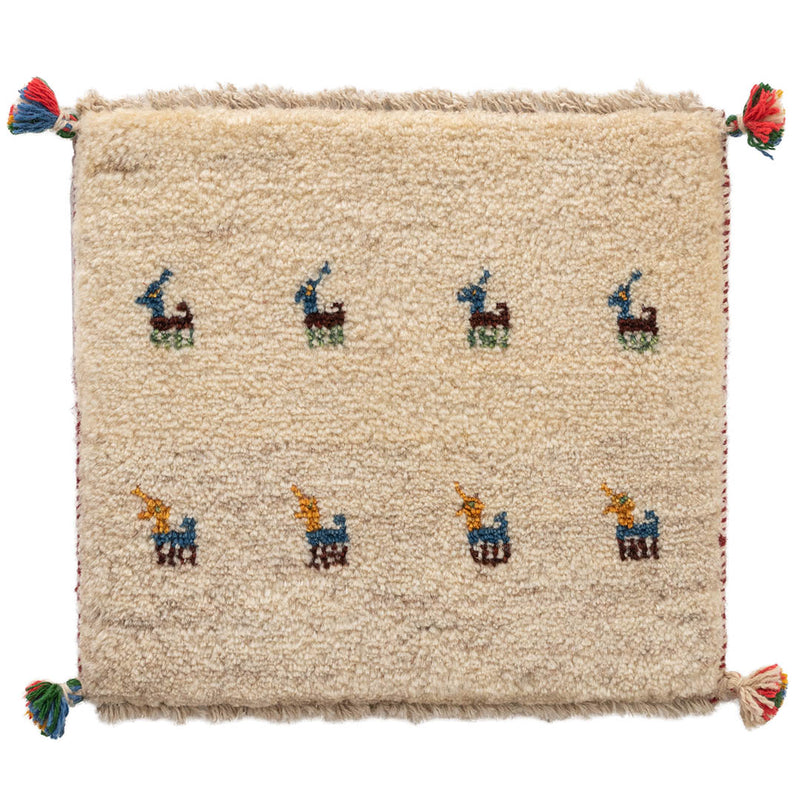 ギャッベ　ペルシャ手織り絨毯　座布団　44×40cm