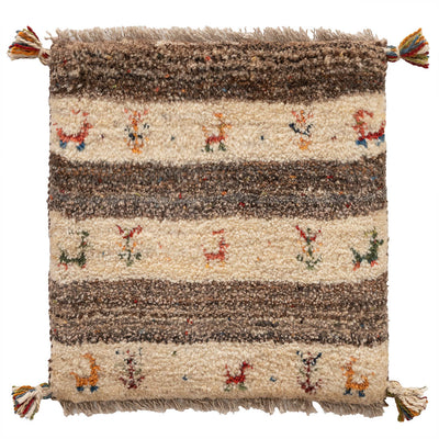 ギャッベ　ペルシャ手織り絨毯　座布団　43×46cm